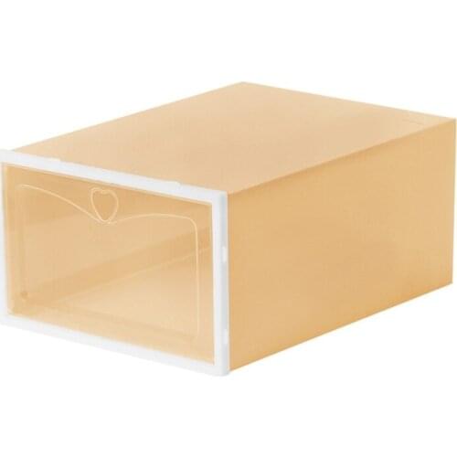 4pcs Flip Shoes Box Drawer Case Clear Plastic Stackable Shoe Storage Organizer Containers for Women Men