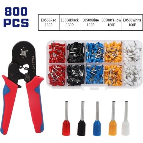 800/1200/2000pcs Wire Terminal Crimp Insulated Connectors 0.25-10.0mm Self-adjusting Pliers Crimper Hand Tool Terminals Kit Box