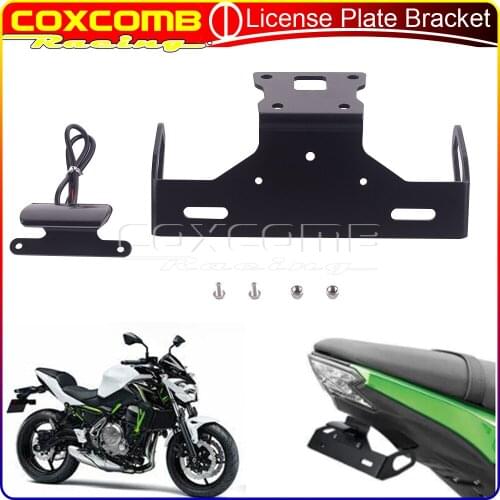 CNC Aluminum Motorcycle License Plate Bracket Holder For KAWASAKI Z125 2015 2016 2017 2018 Fender Eliminator kit LED Light