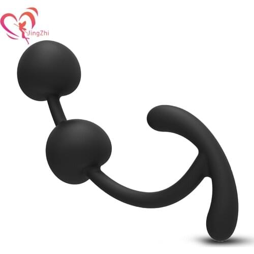 JingZhi Anal Beads Silicone Butt Plug Sex Toys For Adult Women Gay Male Prostate Massage Anal Tail Plug Dilator Erotic Adult Toy