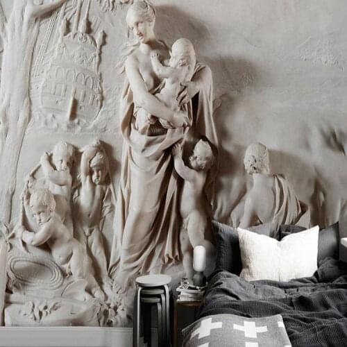 Bacaz Virgin Cherub Angel Figure Papel Mural 8d/3D Mural Wallpaper for Sofa Background 3d Wall Photo Mural 3d Wallcoverings