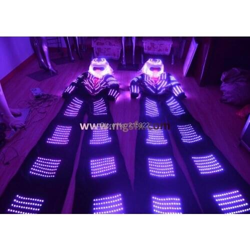 Free Shipping RGB LED Robot suits for stilts walker / David Guetta LED Kryoman / Robot Costumes