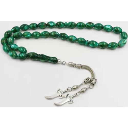 Green seashell Tasbih Natural shell Muslim Mans rosary bracelet 33bead Misbaha accessories Islamic jwelry