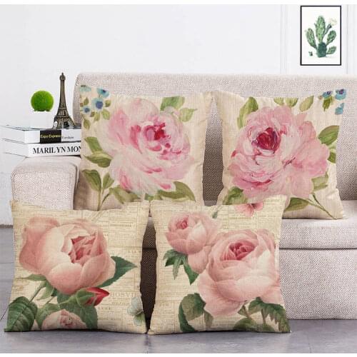 Nordic Style Rose Flowers Pattern Cushion Cover Sofa Pillow Cover Colorful Pillowcase Fresh Soft Home Car Sofa Chair Decor T84
