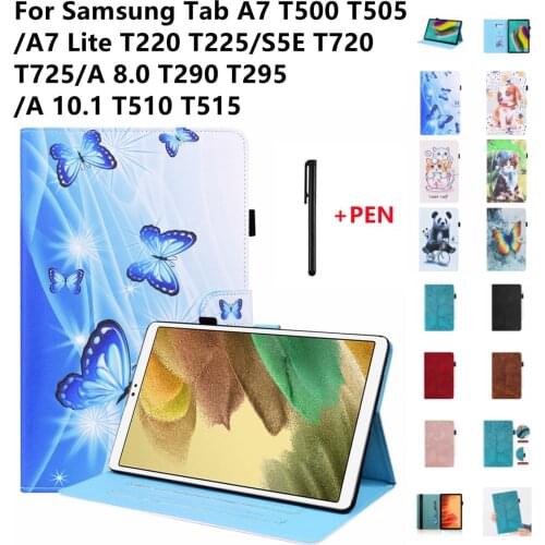 TPU Leather Tablet Case For Samsung Tab A7 Lite T220 T225 Cover Coque For Samsung Tab A8.0 A10.1 A7 S5E Shock proof Kids cover