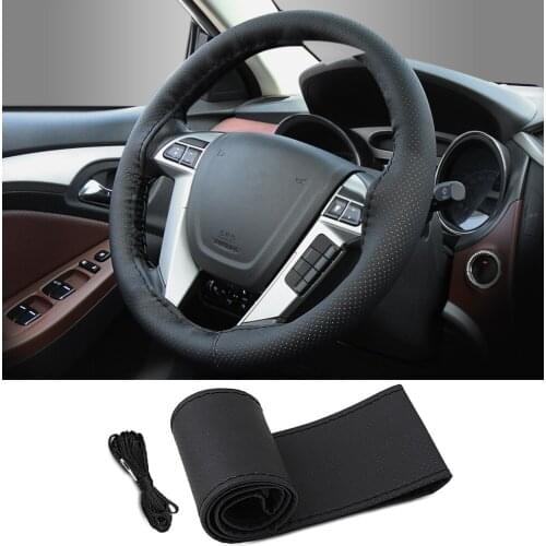 DIY Leather Car Steering Wheel Cover for Reno Duster peugeot 206 Mitsubisi vase 2110 vw tiguan peugeot 407 fiat 500 accessorie