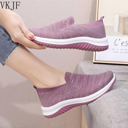 2021 New Fashion Casual Sneakers Shoes Woman Slip-On Mesh Loafers Women Vulcanize Shoes Solid Shallow Zapatos De Mujer