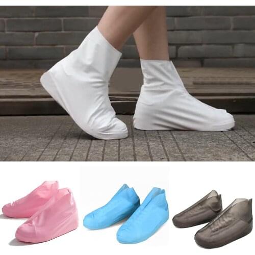Latex Waterproof Shoes Covers Slip-Resistant Unisex Rain Boots Covers Solid Reusable Latex Shoe Protector Case Foot Cover