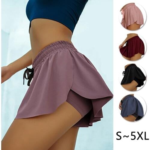 Summer Running Shorts Women 2 In 1 Marathon Quick Dry Shorts Gym Loose Sport Shorts Breathable Yoga Shorts