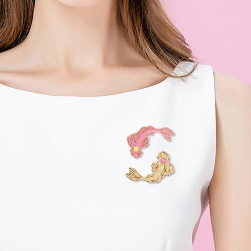 Cute Goldfish Enamel Pin Denim Lapel Koi Brooch Fashion Jewelry For Women Fish Badge Family Kid Friends Blessing Gifts