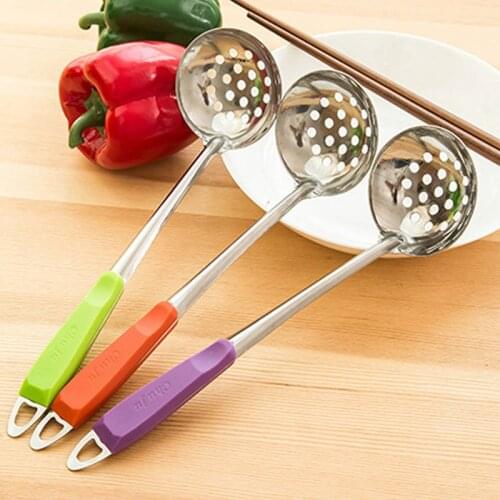 Candy Color Stainless Steel Wall Hanging Long Handle Soup Ladle Spoon Skimmer Strainer Set Kitchen Cooking Hot Pot