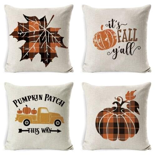 Printed pillowcase New Halloween pumpkin maple leaf car letter pattern pillow home decoration pillow car decoration cushion