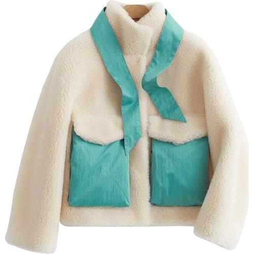 2020 New Spelling Down Sheep Shearing Loose Coat Woman 2019 Reunite With Coat One Leather And Fur