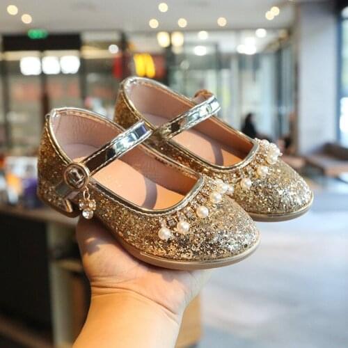 New Childrens Sandals Girls Princess Shoes 2020 Spring Sequins Girls Crystal Shoes Performances Dancing Shoes B663