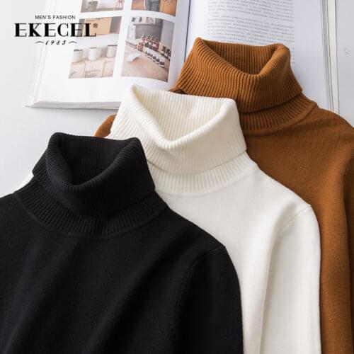 Autumn and winter turtleneck sweater mens plush and thickened Pullover