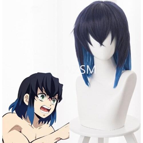 Anime Demon Slayer Kimetsu no Yaiba Hashibira Inosuke Cosplay Wig Heat Resistant Synthetic Hair Wigs