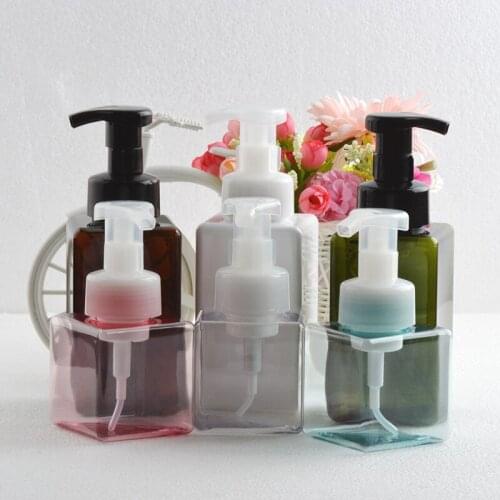 PETG square Foaming Bottle Plastic Clear Travel Portable Soap Dispensers Liquid Soap Shampoo Pump Bottles Bathroom Cosmetics 8oz