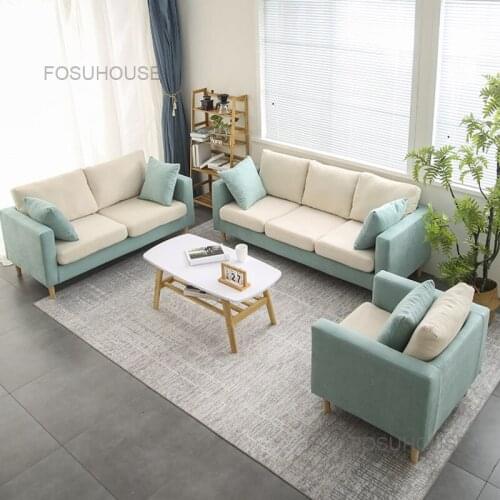 Simple Modern Fabric Living Room Sofas Family Double Sofa Simple Rental Room Clothing Leisure Sofa Home Living Room Furniture