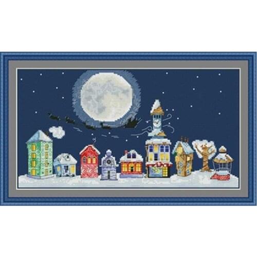 Christmas street scenery patterns Counted Cross Stitch 11CT 14CT DIY Cross Stitch Kits Embroidery Needlework Sets home decor