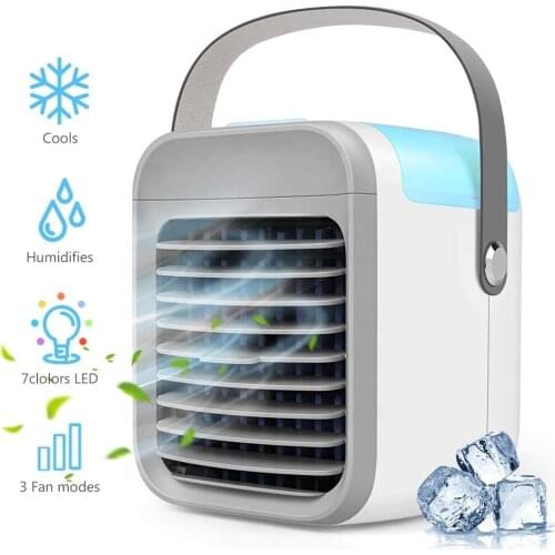 Water Mist Fan USB Cooling Air Conditioner Mini Fans Humidifier Indoor Standing Spray With Colorful Night Lights Hot Sell FS26