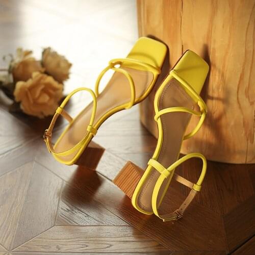 SKLFGXZY New Summer Genuine Leather Women Sandals High Heels Fine with Fashion Wedding Party Shoes Cowhide Sandals Pumps