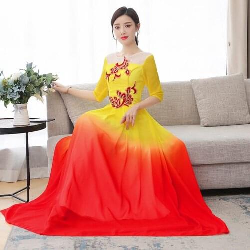 High-End Performance Costume Female Chinese Style 2021 New Host Noble Dress Long Summer Women Elegant Party Dress Maxi zh1546