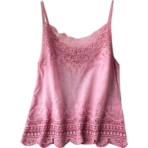 Summer New Style Retro Bohemian Embroidery Lace Square Collar Age Reduction All-match Camisole Female Sweet Blouse Women KK520