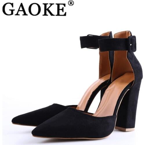 Woman High Heels Wedding Shoes Brand Strap Heels Classic Heeled Sandals 10.5 CM Ladies Red Platform Pumps Thick Heel Pumps