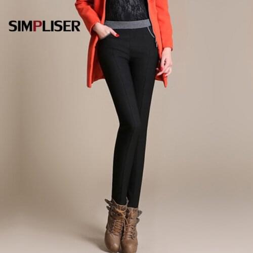 Winter women warm pants Plus size 4XL thick fleece ladies pencil pants Black Khaiki elastic waist Velvet Trousers 2020 Leggings