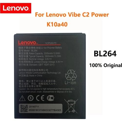 100% Original 3500mAh BL264 Battery For Lenovo Vibe C2 Power K10a40 K10 a40 S120 161203 Mobile Phone Batteries Bateria
