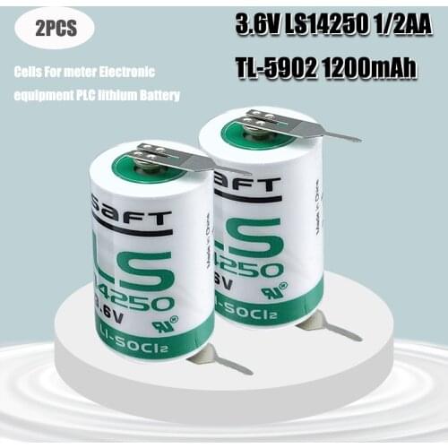 2PCS ER14250 1/2AA 3.6V liSOCL2 lithium primary battery 14250 cell welding tabs replace for SAFT LS14250 gas water meters