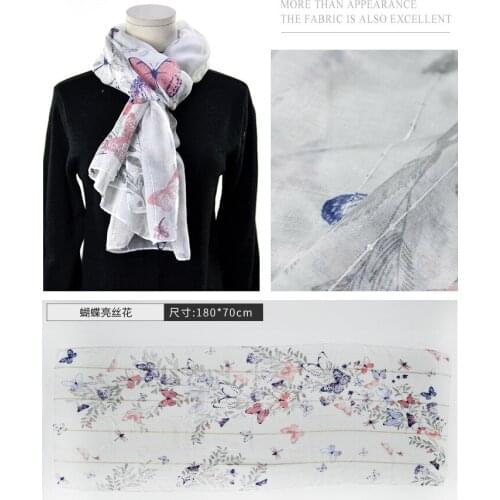 2021 Fashion Newest Butterfly Printed Pattern Sequins Cotton Scarf Shawls Wraps Hijabs 10pcs/lot