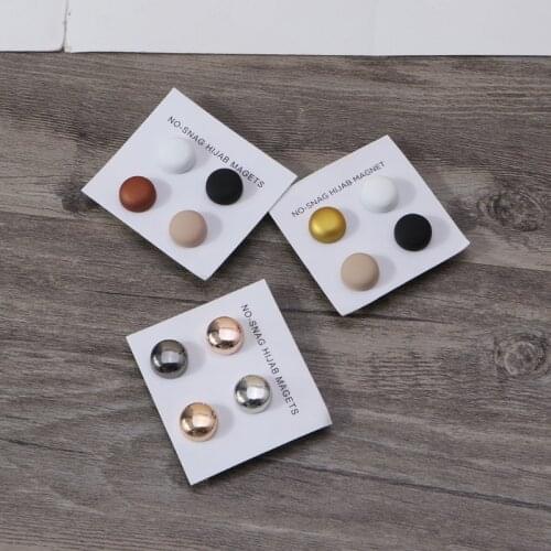 4pcs Safe Hijab Brooch Strong Metal Plating Magnetic Hijab Clip Luxury Accessory No Hole Pins Magnet Brooches