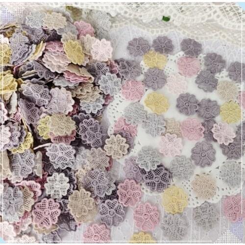 50 Pieces 3.7mm Pretty Flower Lace Applique Cotton Flower Lace Patch Collar Clothing Accessories DIY Crafts Materials Mix Color