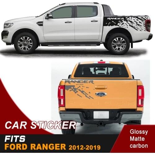 Car decals mudslinger side body sticker box bed graphic vinyl and tail door car sticker for Ford ranger wildtrack