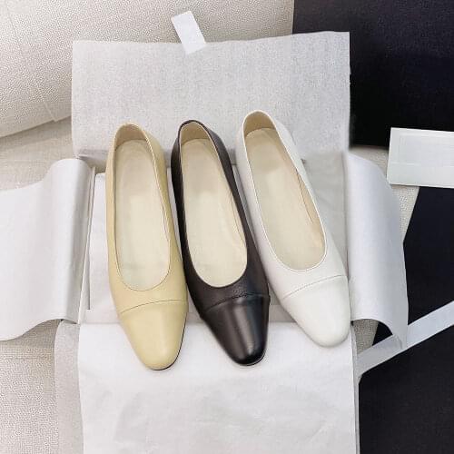 Womens Shoes Genuine Leather Ballet Flats New Fashion Shoes Spring Summer Round Toe Shoes Luxury Brands Flat Shoes Large Size