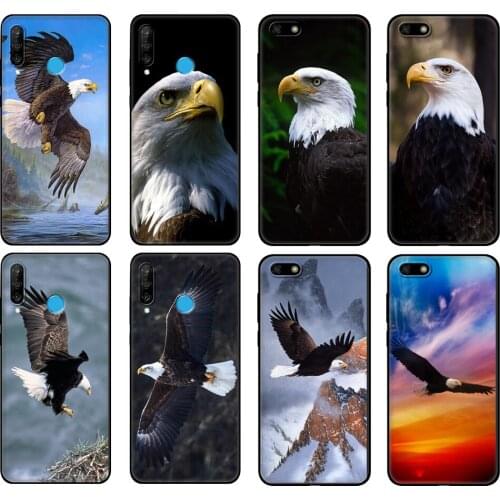 Black tpu Case For Huawei Honor 20 Lite 10 10i 20S 30S 30 Case Honor 7A 7s 7C Case Black Eagle Fly the Sky Colorful Fashionable