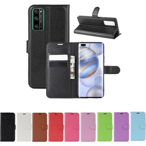10pcs/lot PU leather Flip Wallet Litchi Pattern Phone Case For Huawei P40 Lite E P40 Pro+ Y7P Honor 30 Pro 30S Lychee Grain