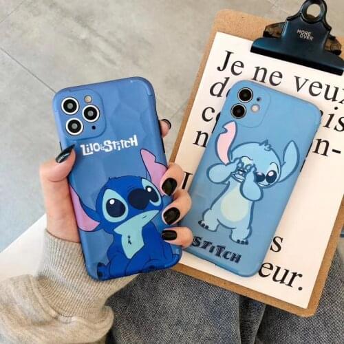 Cute Cartoon Blue Stitchs Phone Cases for IPhone 8 7 Plus X XS Max XR 11 Pro Max Blue Silicone Full Body Phone Back Cover Gifts