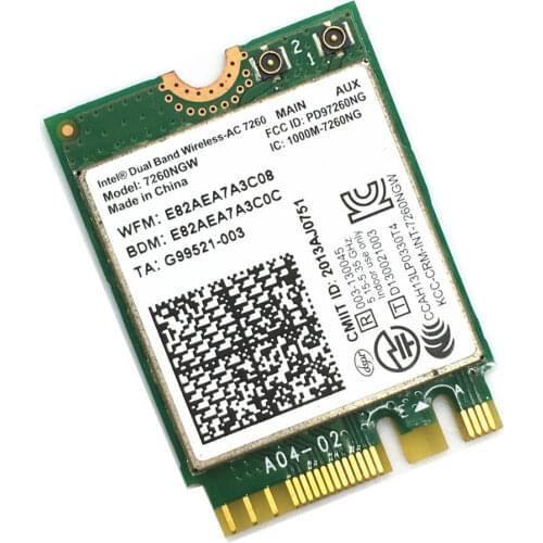 New 7260NGW Intel Dual Band Wireless-AC 7260 802.11ac, Dual Band, 2x2 Wi-Fi + Bluetooth 4.0 intel 7260 AC