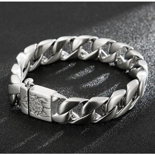 Guarantee 100% Animal Buckle Huge Heavy Silver color Curb Links Chain Bangle Bracelet Punk Mens Stainless Steel Cool Hand Chain