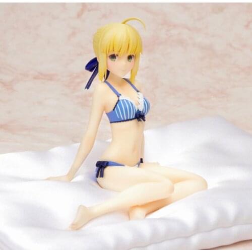 Anime Fiture 14cm Saber Wave 6 Swimsuit Saber Fate Stay Night Figure Archer Action Figures Collection Sexy Toys Gift for Kids
