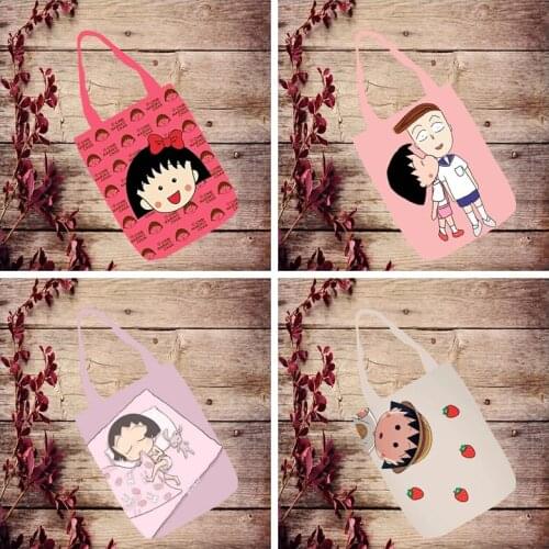 IVYYE 1PCS Chi bi Maruko Girl Fashion Anime Canvas Shoulder Bags Casual Shopping Bag Cartoon Tote Handbag Travel Lady Girls New