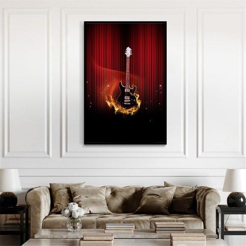 Canvas Painting Coffee Wall Art Retro Music Bar Pop Guitar Rock Poster Record Wall Picture Cafe Living Room Mural Decoration