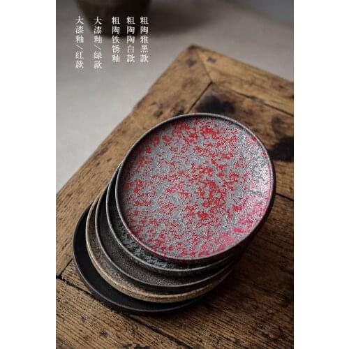 Stoneware Pot Tray Tea Tray Bamboo Tea Tray Fruit Tray Kung Fu Tea Utensils Tea Pot Base Tureen Tray Saucer Ceramic Tea Table
