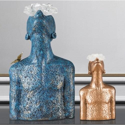 Creative Modern Abstract Figure Art Sculpture Decoration European Light Luxury Living Room Office Bust Sculpture Home Decoration