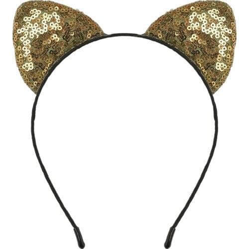 Best selling double-sided sequins cat ears headband Childrens holiday party cat ears hairband