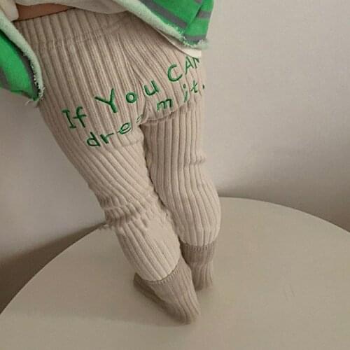 MILANCEL 2021 Baby Pants Letter Embroidery Toddler Boys Trousers Striped Girls Leggings
