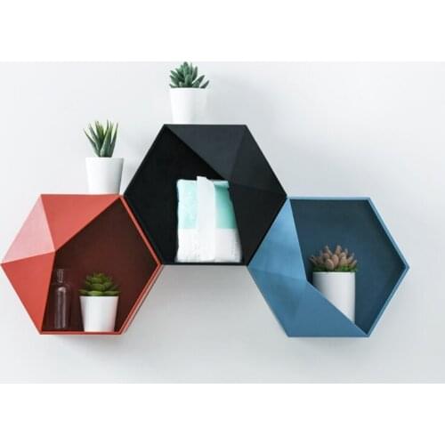 Living Room Organizer Wall-mounted Geometric Punch-free Wall Shelf Storage Rack Decoration Bathroom Shelf Rangement Cuisine