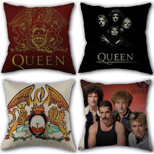 Custom Queen Band Pillowcase High Quality Home Textile Cotton Linen Fabric 45x45cm One Side Decoration Pillow Covers